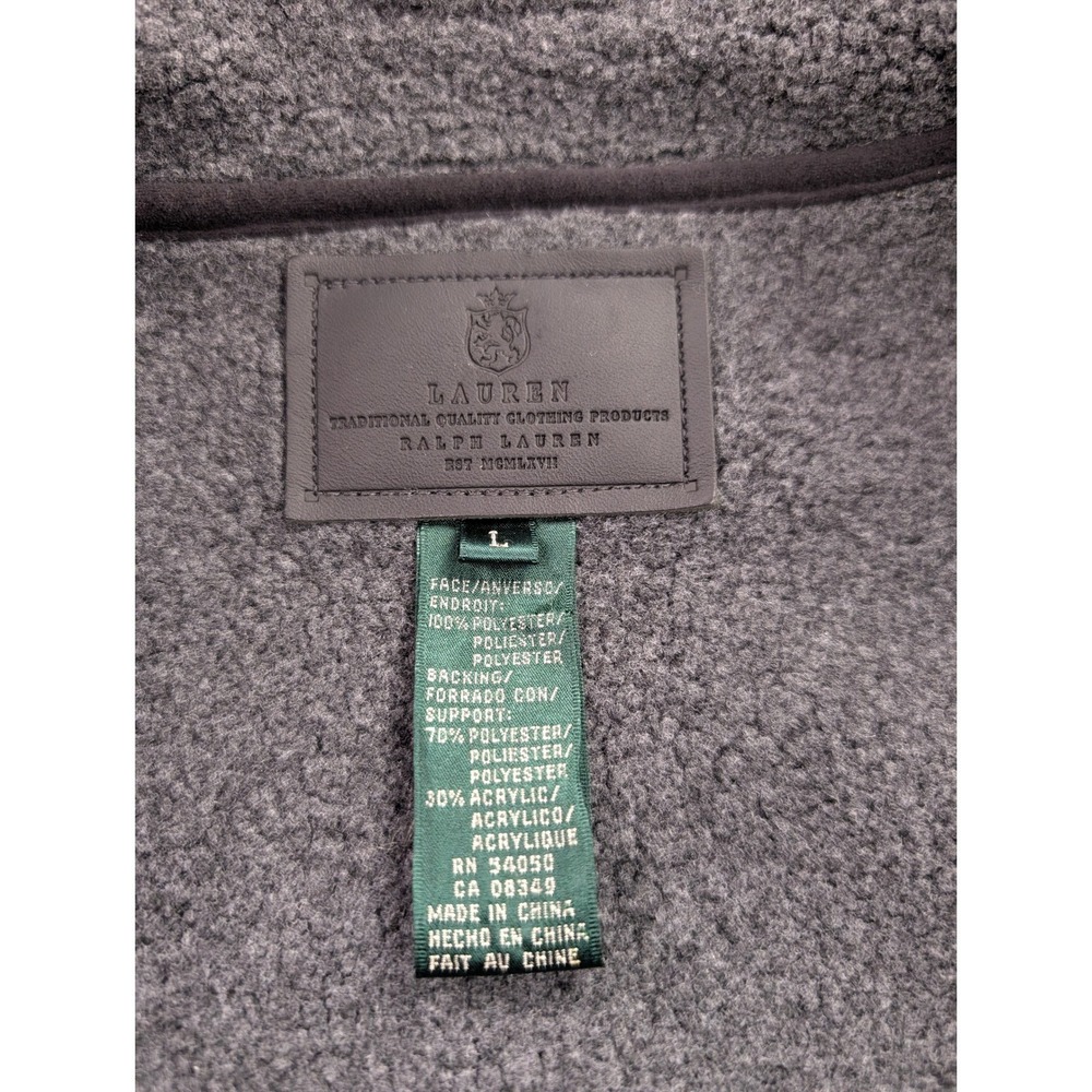 Vintage Ralph Lauren Lauren Full Zip Faux Suede Jacket Womens Large Black Coat - Picture 8 of 15